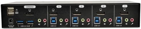 TRIPP LITE 4-Port DisplayPort KVM Switch Audio Kábelek & USB 3.0 Hub (B004-DPUA4-K)