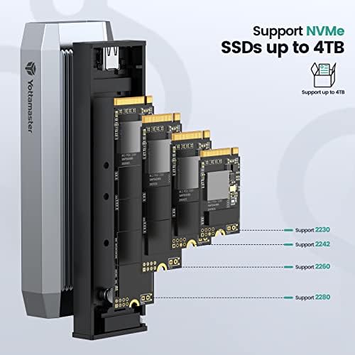 Yottamaster M. 2 NVMe SSD Enclsoure Eszköz-Ingyenes, Alumínium USB-C 10 gbps, hogy NVME PCI-E M. 2 Külső NVMe Burkolat Olvasó,