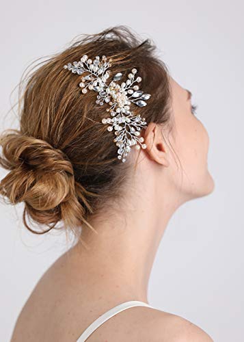 fxmimior a Nők Haját Fésű Menyasszonyi Fejdísz Vintage Stílusú Női Haj Kiegészítők, Esküvői Dekorációs Combs (Rose gold)