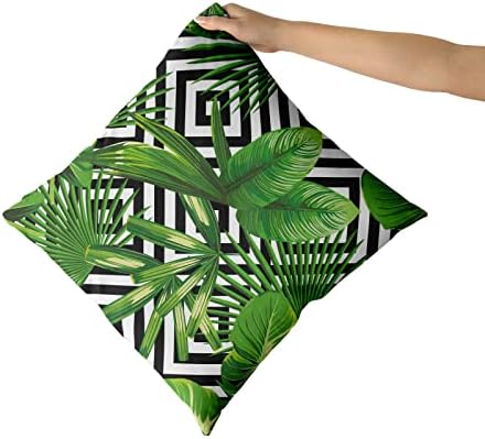 Nyári Trópusi Párna Borító Készlet 2 Hawaii Monstera pálmalevelekből Pamut Dekoratív Párnát Esetben Fekete, Fehér Geometriai