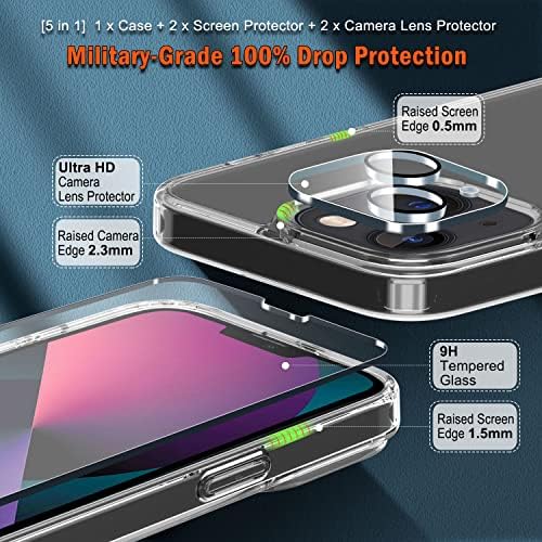 Jeywiry [7 1 iPhone 14/iPhone 13 Esetében, 2 Db képernyővédő fólia ＆ 2 Db Kamera Lencséjét Védő, Karcsú, Vékony, Ütésálló