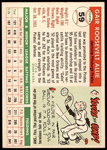 1955 Topps 59 Gair Allie Pittsburgh Pirates (Baseball Kártya) EX Kalózok