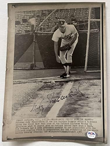 Andy Messersmith Aláírt Dedikált Vintage Fényes 8x10-es AP-nek Fotó Los Angeles Dodgers - PSA/DNS Hitelesített