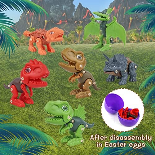 ALLCOLOR 6db Játékokkal Teli Húsvéti Tojás, szétszedi a Dinoszauruszok Belül Gyerekeknek 3 4 5 6 7 Színes Műanyag Meglepetés